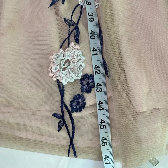 🆕BHLDN Linden Pink/Blue Floral Embroidered Tulle Illusion Neck MOB Dress SZ 12 - Picture 14 of 14